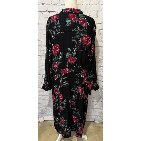 EVRI Long Floral Shirt Dress Rayon Stretch Waist Plus Size 3X - Picture 5 of 9